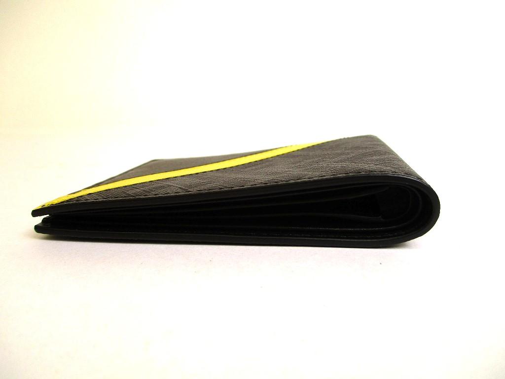 Authentic FENDI Zucca Gray Fabric Black Leather Bifold Wallet Diagonal Wallet #9973  Open Box
