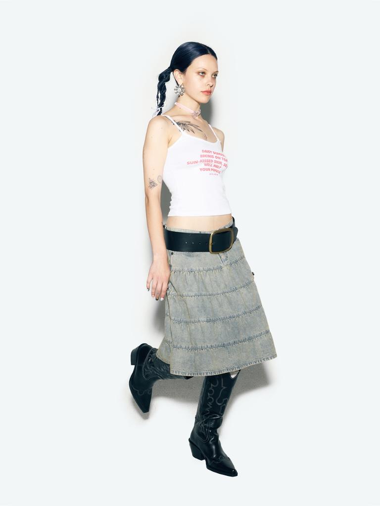 As If Cali Calie Denim Midi Skirt Blue