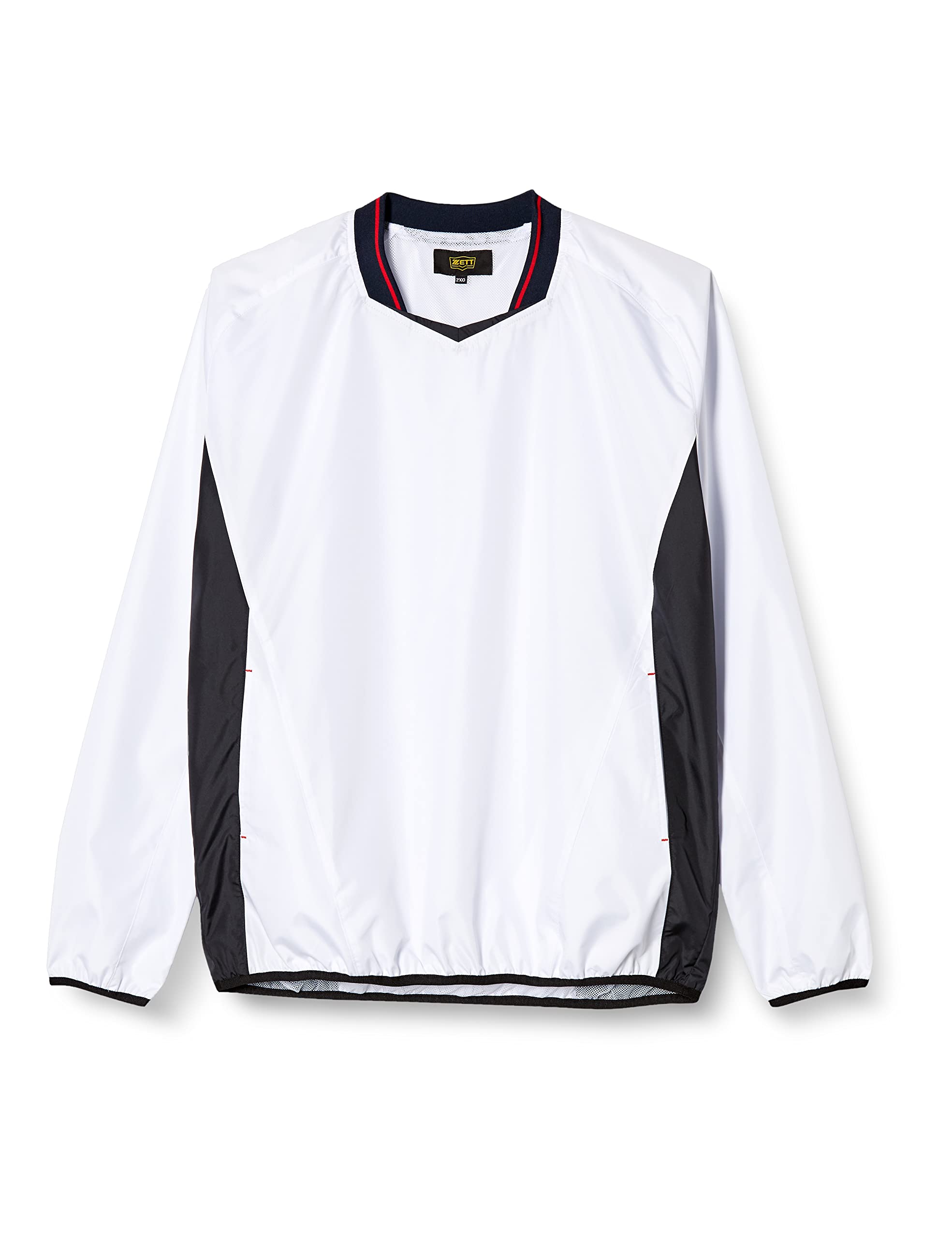 

ZETT Baseball Long Sleeve White x Navy XO BOV331 V-Neck Jumper, (1129A)