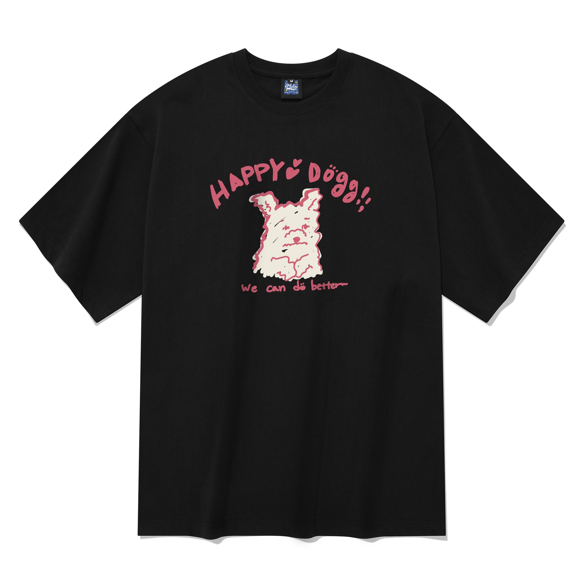Radineo Happy Doggy Short Sleeve T-Shirt Black L