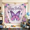 Party Backdrop Birthday Floral Butterfly Pink Photo Booth Background Front Door Decor