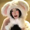 Little Rabbit Winter Plush Hat Anti-cold Fluffy Ear Protection Cap Rabbit Ears Warmer Hat  Women