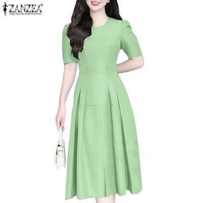 Women Casual Round Neck Summer Short Sleeve Elegant Dress