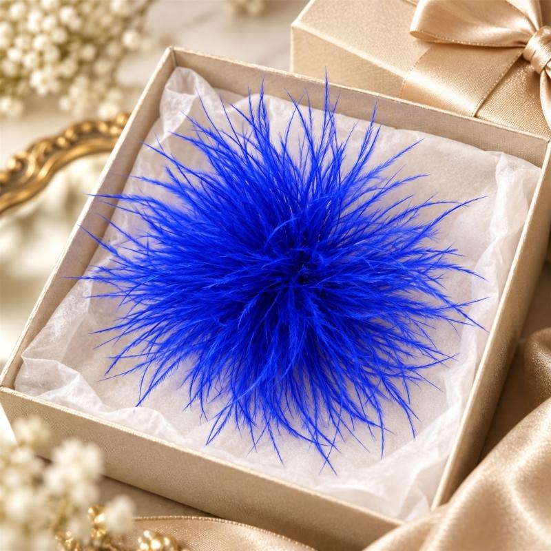 Handcrafted Natural Feather Flower Brooch, Full Radiating Design Badge with Pin Back and Hair Clip for Outfit Styling