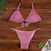 Two Piece Bikini Set with Padded Triangle Top and Adjustable Straps Low Rise Bottoms Minimal Coverage Swimwear for Women
