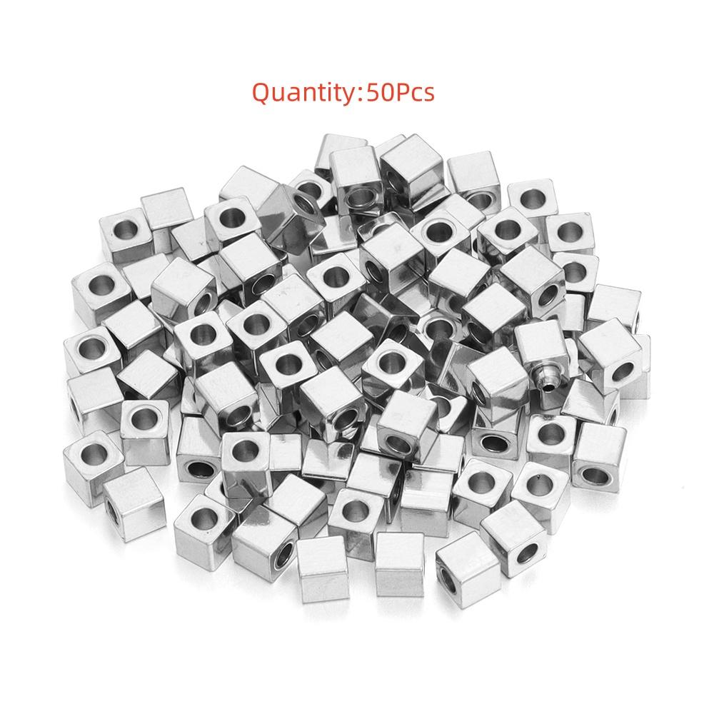 High Quality Stainless Steel Beads Square Round Wheel Shaped Loose Spaced Beads For DIY Charms Bracelet Jewelry Accessories