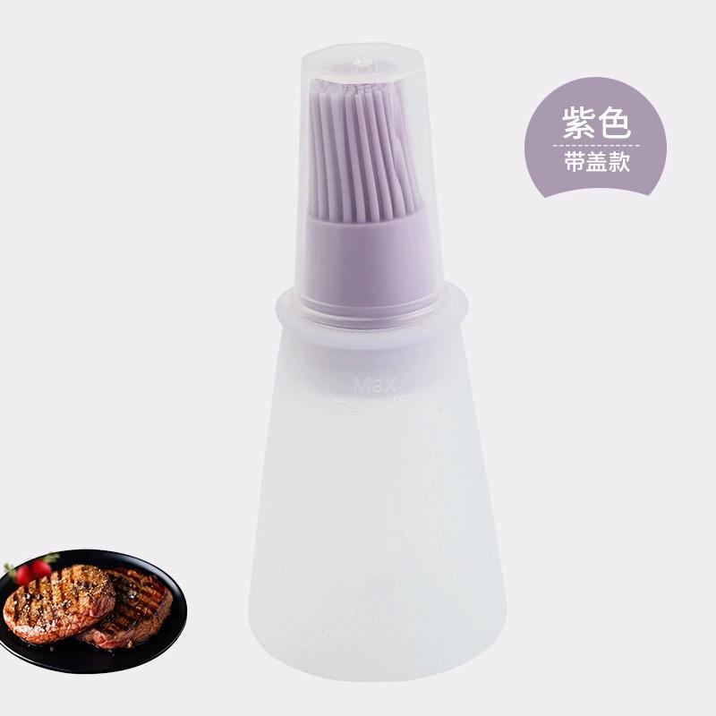 Barbecue Oil Brush Oil Dispenser with Brush High Temperature Resistant Silicone Seasoning Bottle Brush Kitchen Baking Gadgets
