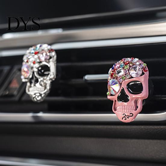 Skull Car Air Freshener Bling Vent Clips, Rhinestone Diffuser Clip, Shiny Personalized Outlet Decoration Conditioner Decoration, Funny Auto