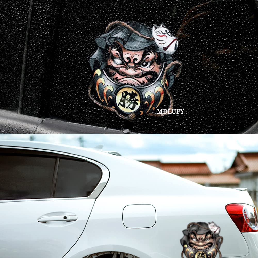 MDLUFY Car Sticker Daruma 3D Sticker Prayer Daruma Scott Sticker Bike Sticker Car Door Decoration Decal Car Window (Green-5.6"*5.9")
