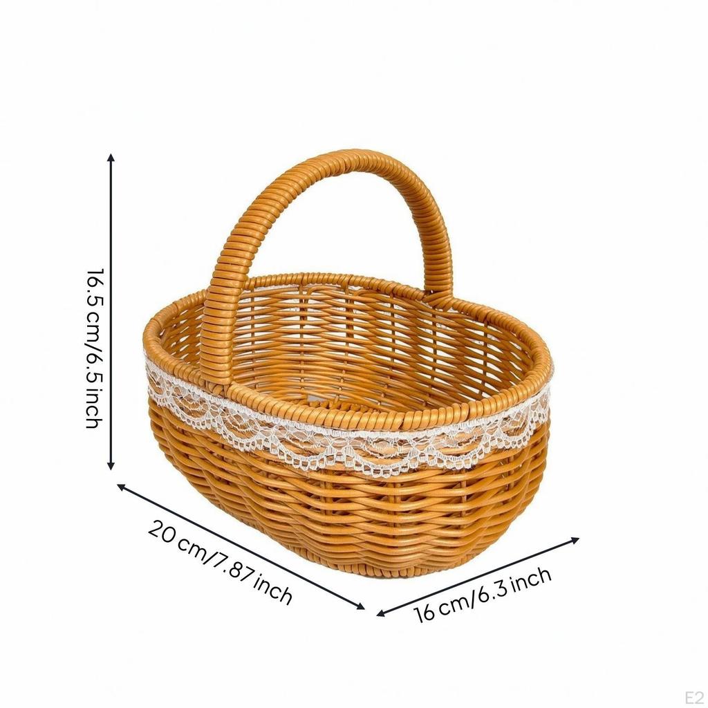 Woven Basket with Lace Trim | Reinforced Wrapped Rim, warm brown Wicker Basket, for Kitchen