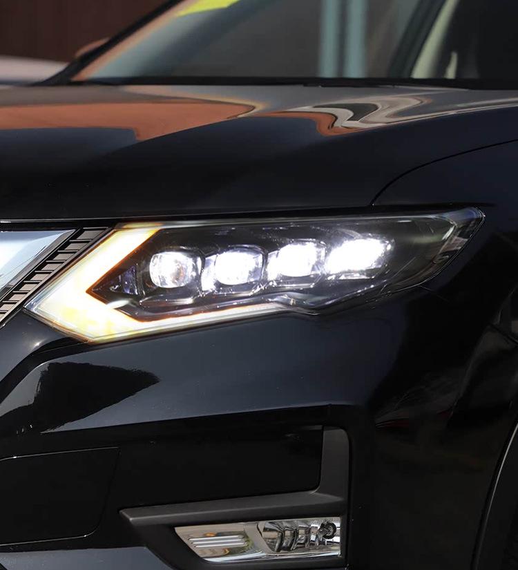 LED Crystal Projector Headlight Assembly for 17-22 Nissan X-Trail: DRL & Flowing Turn Signals