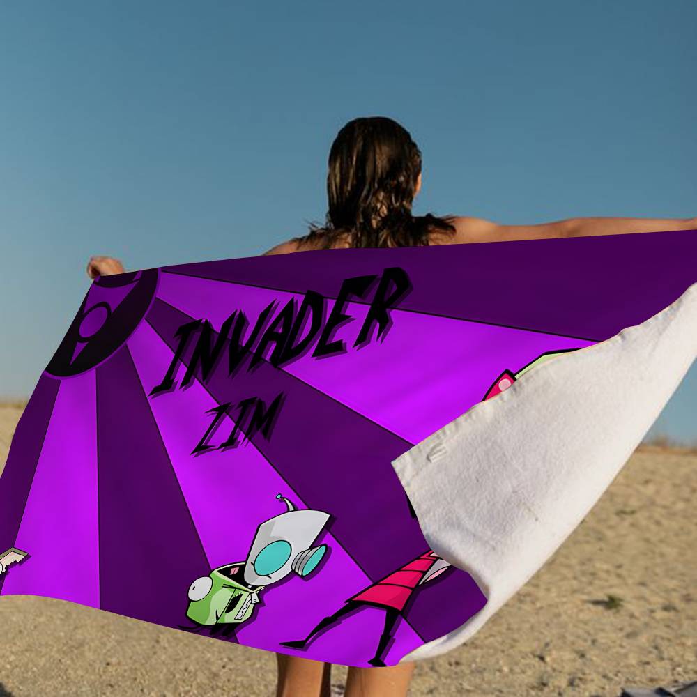 L-Invader Zim Cartoon Microfiber Beach Towel Absorbent Quick dry Soft Yoga Swimming Resort Mountain Climbing Towel