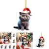 Cartoon Style Christmas Cat Car Pendant Unique Acrylic Backpack Charm For Holiday Cheer