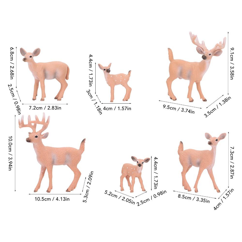 6pcs Lifelike Deer Cake Topper Topper Decoration Woodland Animal Figurines Wedding Party Decoration