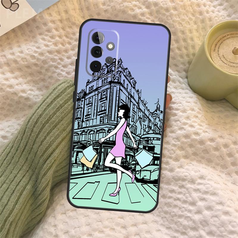 Fashion Girl Case For Samsung Galaxy A15 A22 A52 A32 A54 A14 A16 A26 A36 A56 A55 A35 A05 A06 A53 A33 A13