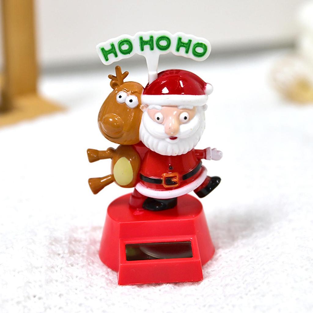 Car Figures For Dashboard Tabletop Solar Swing Deer Santa Claus Statue Adorable Collectible Statue Car Interior Decorations For