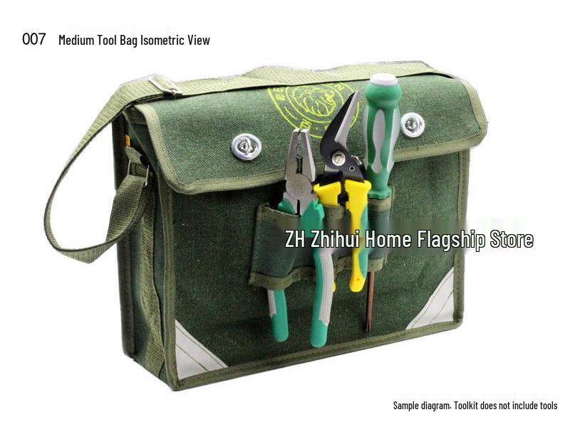Durable Multifunctional Canvas Electrician Tool Bag - Large Size, Wear-Resistant, Single Shoulder Design