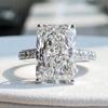Minimalist S925 Sterling Silver Rectangular White Diamond Ring for Women - 9x13mm