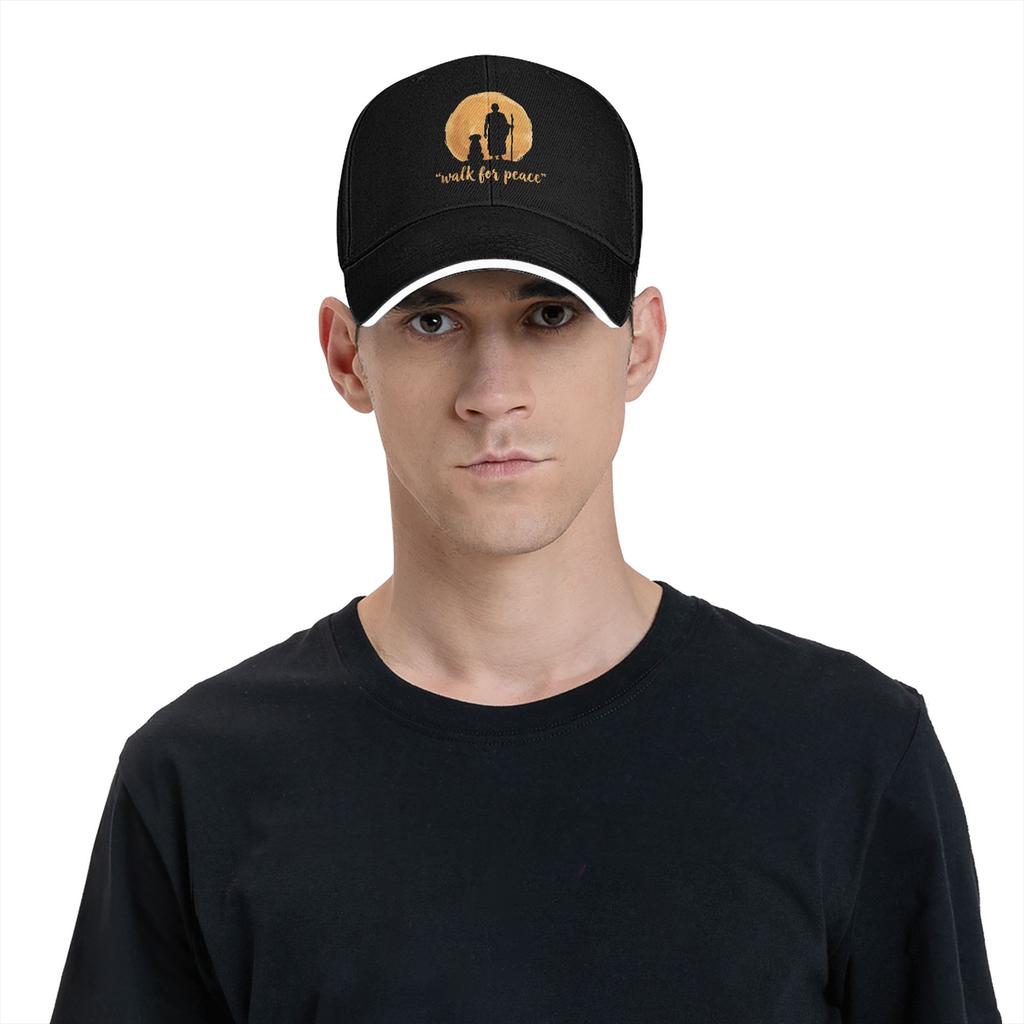 Walk for Peace Monks with Aloka Dog Accessories Men Women Baseball Cap Trucker Hat Casual Formal Headwear Adjustable Fit Sun Cap