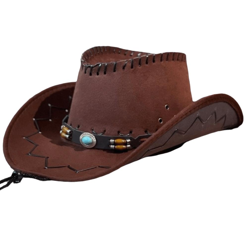 Polyester Fedora Hat Leather Belt Sun Hat Classic Western Cowboy Hat Party