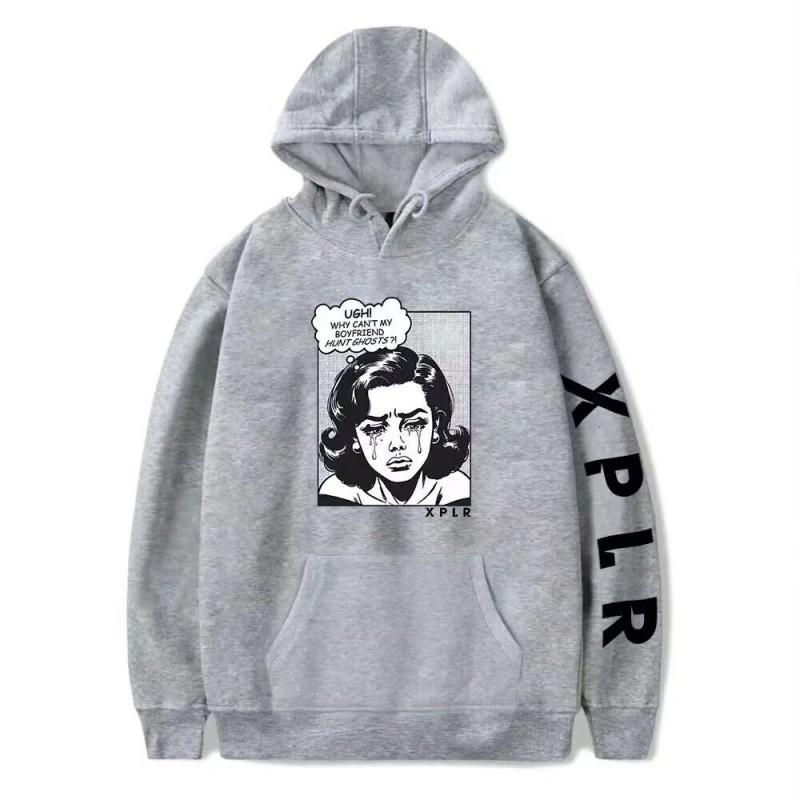 Mens Hooded Cotton Blend Sweatshirt With Printed Design Regular Fit Casual Wear