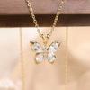 New Luxury Inlay Zircon Butterfly Pendant Necklace Stainless Steel Do Not Fade Clavicle Chain for Women Sweet Charm Jewelry Gift