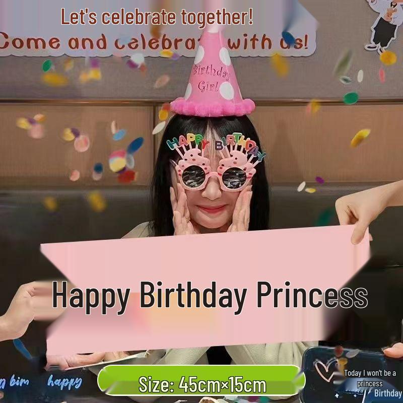 Birthday Atmosphere Photo Props for Girls - Handheld Banner & Party Decorations