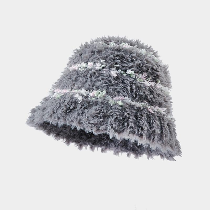 Winter Hat Women's Big Head Circumference Shows Face Small Bucket Hat Fleece Thermos Basin Hat Fashionable Versatile Bucket Hat