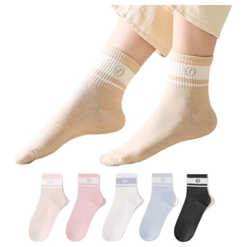Langsha Women s Pure Cotton Mid-Calf Socks One Size