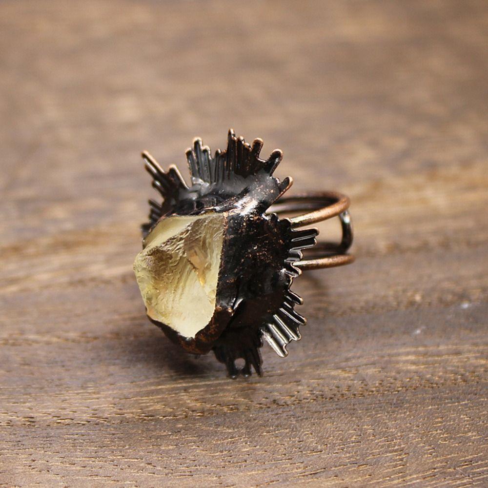 Gothic Adjustable Rings Hypoallergenic Raw Stone Rings Natural Crystal Rings Alternative Fashion