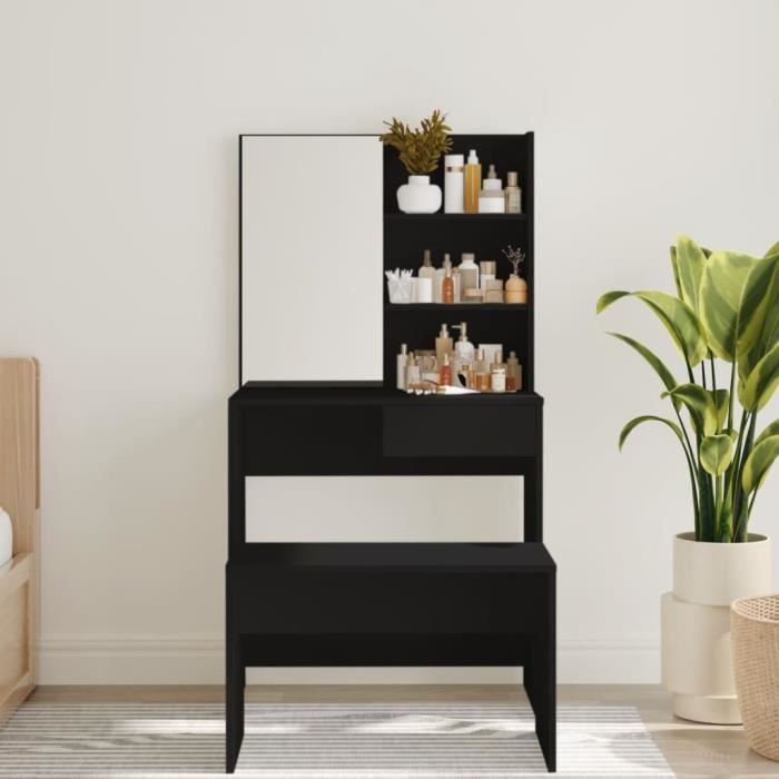 Dressing Table with Black Mirror 74.5x40x141 Cm