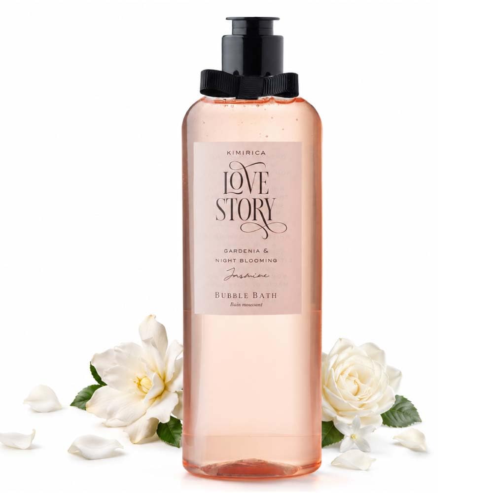 Kimirica Love Story Bubble Bath Bottle, 100% Vegan and Paraben Free with Goodness of Ginkgo Biloba & White Tea Extracts, Pro-Vitamin B5, Aloe Vera