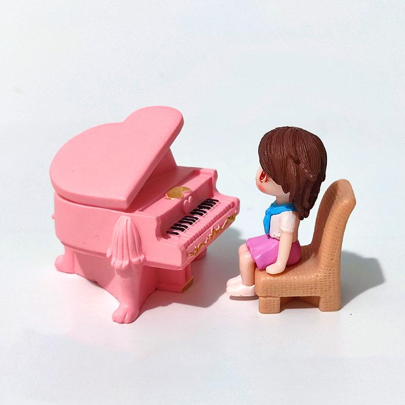 Miniature Piano Instrument Desktop Micro Landscape Decoration DIY Couple Figurines Valentine's Day Gift Ornament