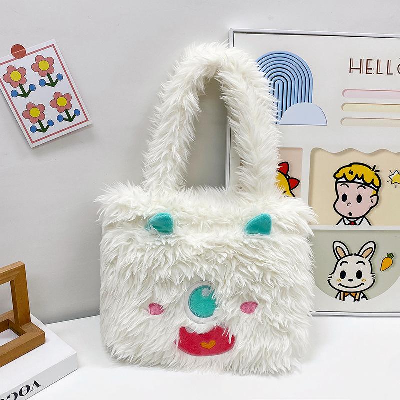 

Милая плюшевая подарочная сумка с изображением маленького монстра из мультфильма, вместительная школьная сумка через плечо one size fits all белый