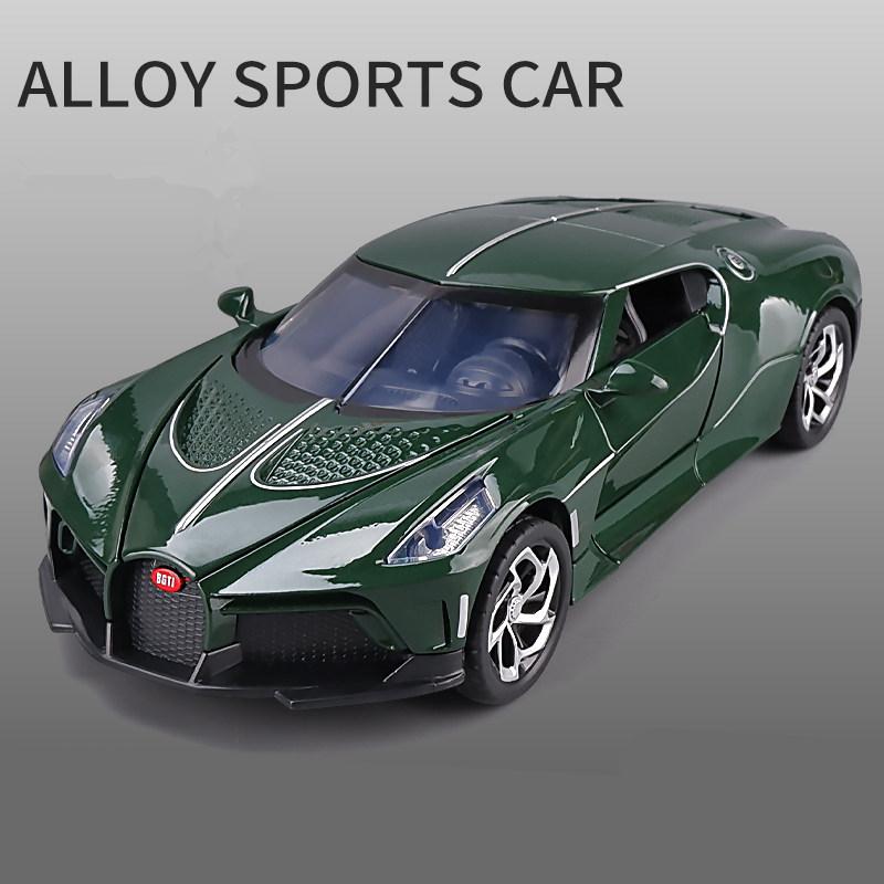 

1/24 Bugatti Lavoiturenoire сплав спортивная модель автомобиля литая металлическая игрушечная машинка модель автомобиля имитация звука и света детская игрушка подарок зелёный