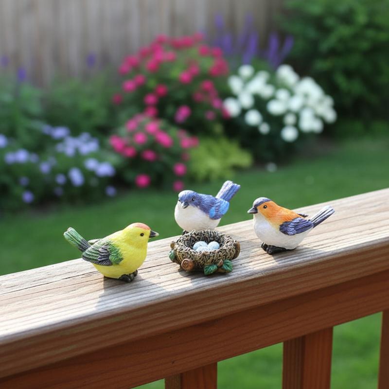 4PCS Mini Bird Figure Model Cartoon Resin Crafts DIY Plant Bonsai Figurines Fairy Garden Dollhouse Miniatures Decor