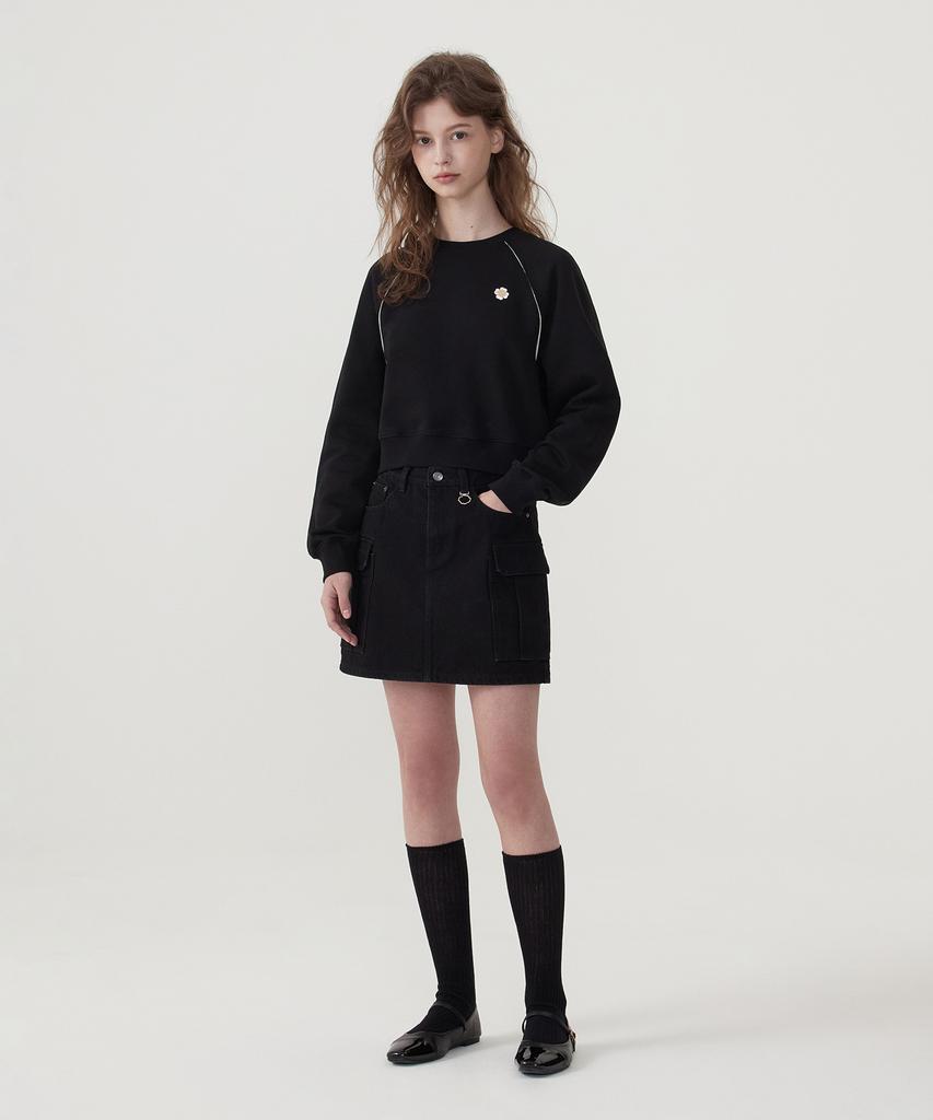 COVERNAT WOMAN Cargo Denim Mini Skirt Black