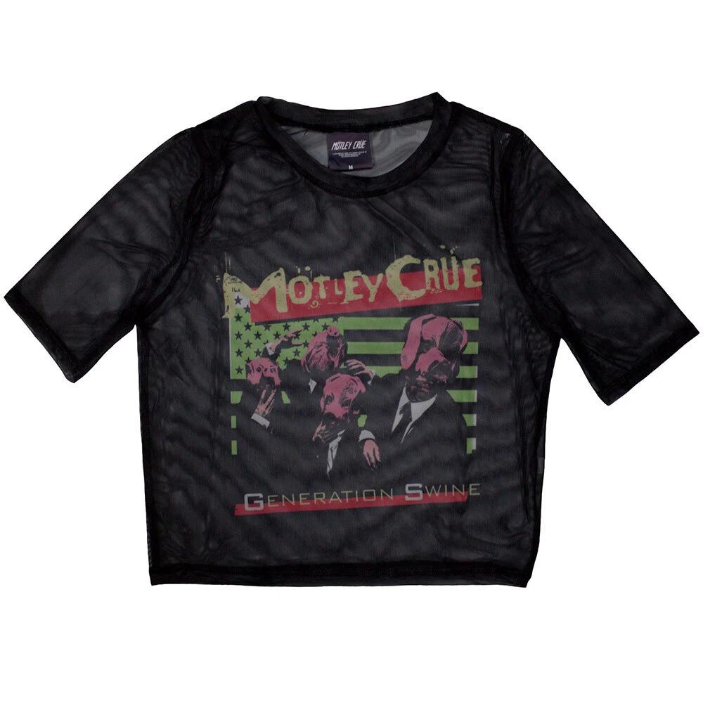 Motley Crue Ladies Crop Top: Generation Swine (Mesh) (Small) 2XL