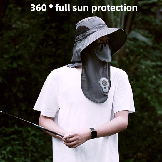 Solhatt med Smart Vifteventilasjon 360-Graders Solbeskyttelse Justerbart Ansiktsskjerm Sjaldesign Utendørshatt