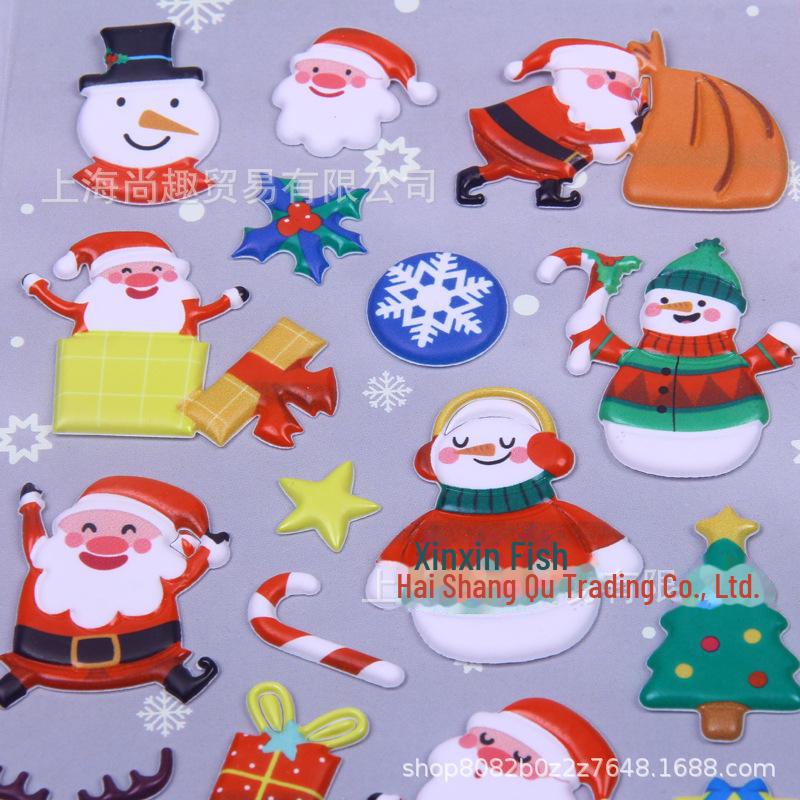 Nové 3D vánoční pěnové samolepky: Dětské kreslené návrhy s Santa Clausem, sněhovou vločkou a losem