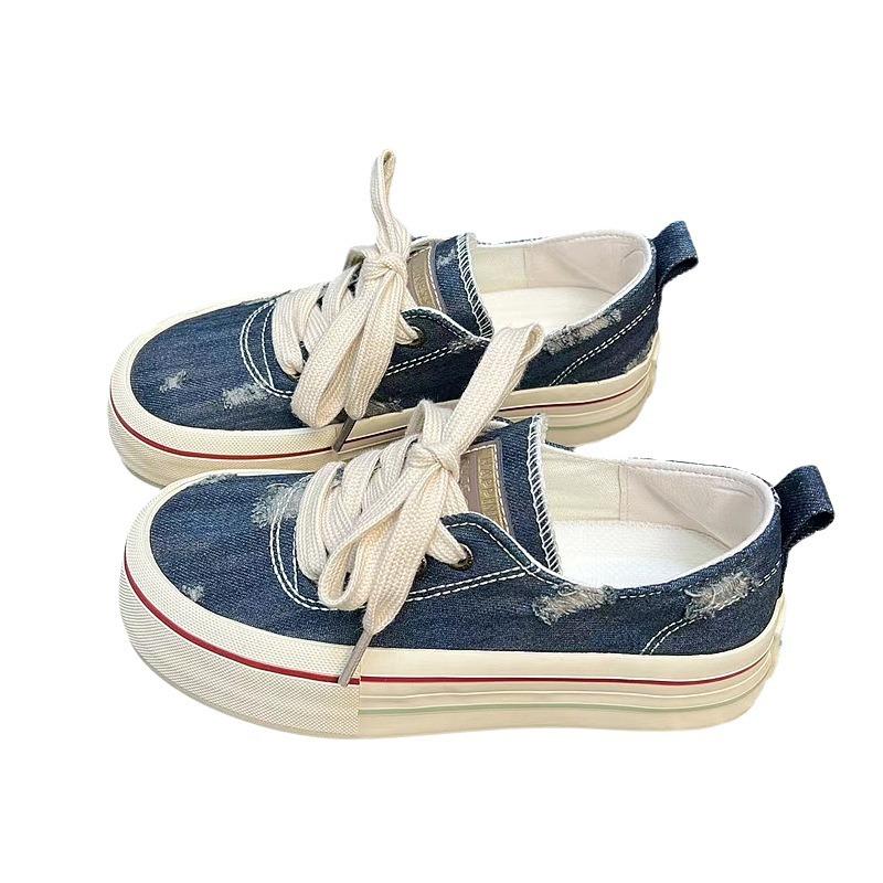 Canvas Shoes Women's 2024 Summer New Versatile Korean Version Tide Student Harajuku Niche Board Shoes Ins Feng Shui Wash Women's Shoes