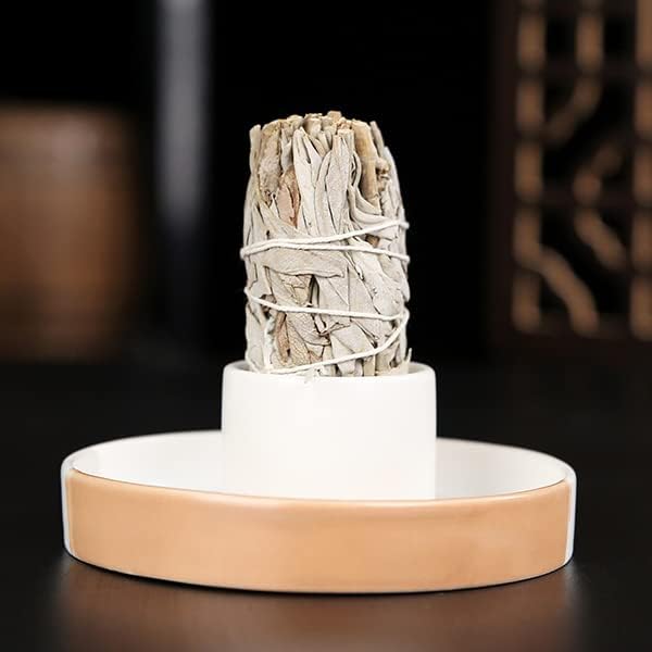 Sage Holder, White Sage Burner, Smudge Bowl, Palo Santo Holder, 3 in 1Incense Holder, Ceramic Incense Holder Bundle, White Sage Bundle Holder for