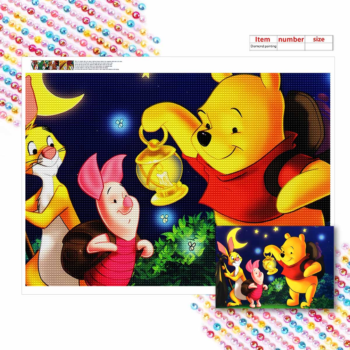 

Алмазная живопись своими руками Винни Пух и его друзья Набор для вышивания крестиком Мозаичное искусство Алмазная живопись Полный круглый алмаз Домашнее украшение Round 20x30cm