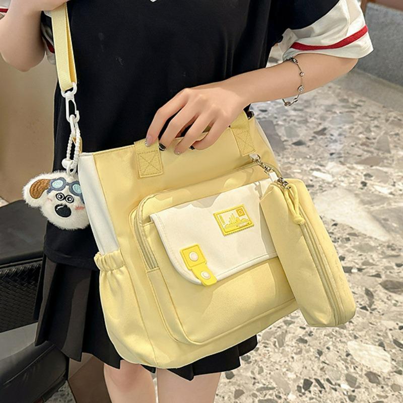 Bag Women's Versatile College Style One Shoulder Oblique Span Bag Large Capacity Leisure Commuter Tutoring Handheld Book Bag