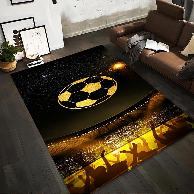 

Soccer Theme Carpet with Golden Ball and Stadium Design Decor Suitable for use as an anti-slip for living room bedroom sofas 40x60cm( 15x23in )