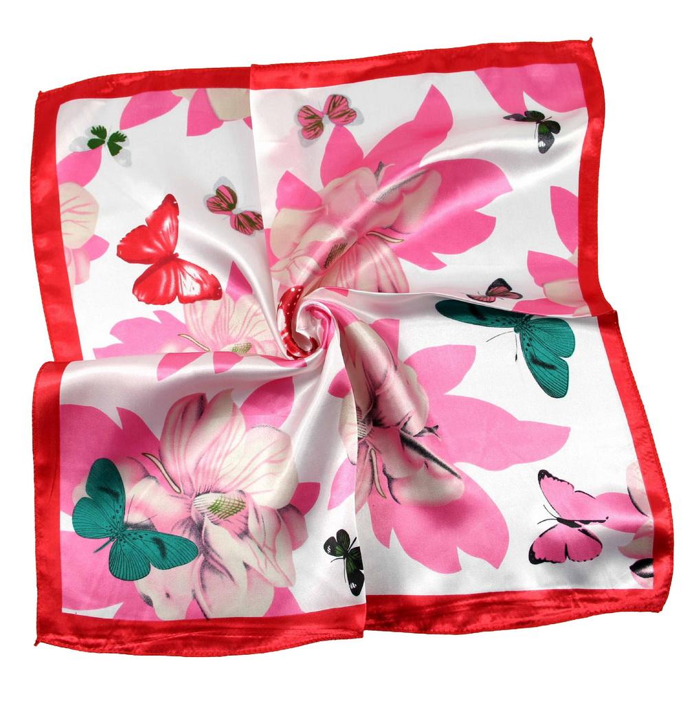 

50x50cm Floral Print Satin Silk Scarf 100% Polyester Multifunctional Square Neck Scarves for Women 50*50cm