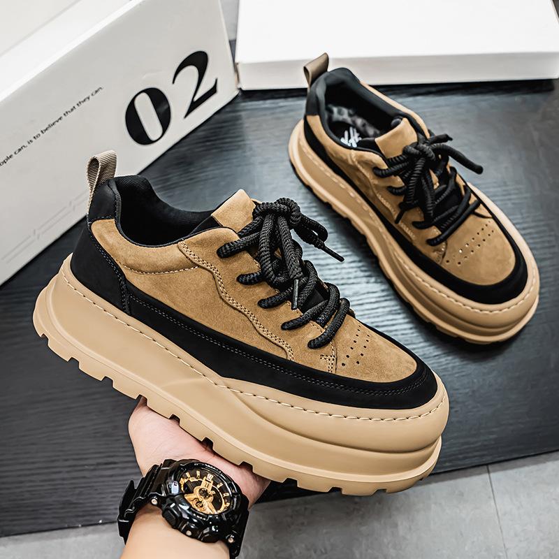 Thick Soled Height Increasing Anti Slip Board Shoes Men Breathable Versatile Trendy Shoes Outdoor Casual Running Shoes Sneakers