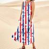 Women's Casual Comfortable Independence Day Print Sleeveless Cotton Pocket Dress