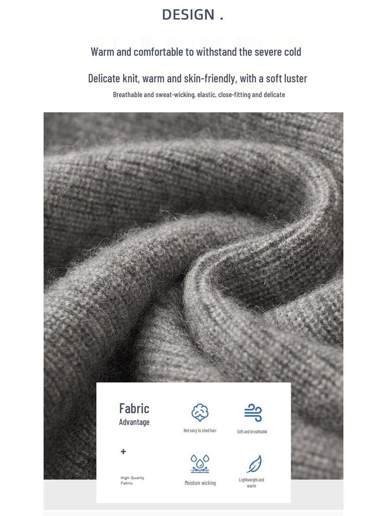 Men's Business Casual Pure Wool Half-Zip Polo Sweater - Autumn/Winter Loose Knit Pullover