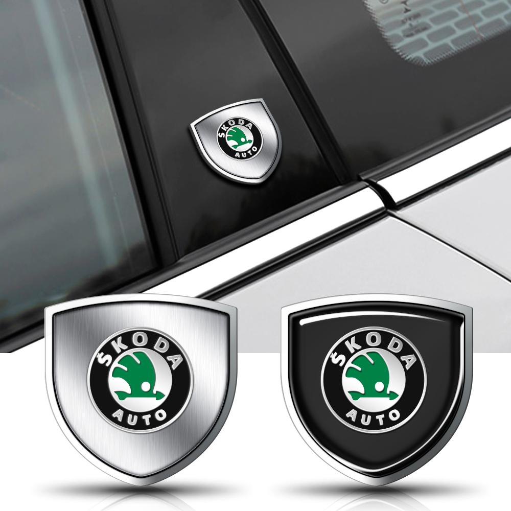 AAAAA1 1/2Pcs Car Accessories 3D Metal Shield Body Trunk Emblem Stickers For Skoda Octavia 5 7 Rapid Fabia A7 Superb KAMIQ Roomster VRS